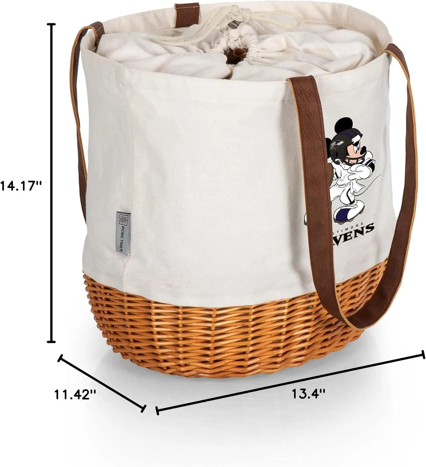 PICNIC TIME NFL Mickey Coronado Canvas and Willow Basket Tote