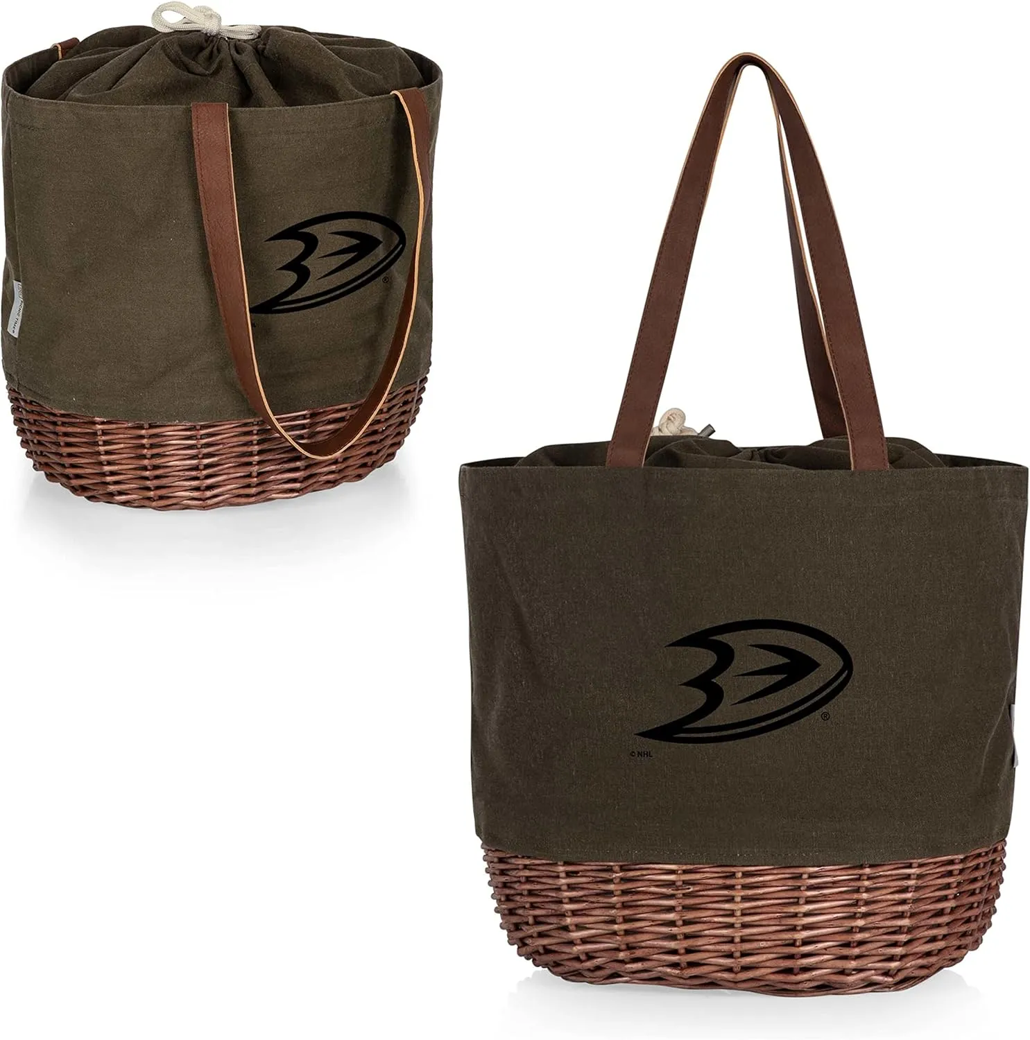 PICNIC TIME NHL Coronado Canvas and Willow Basket, Picnic Bag, Beach Tote
