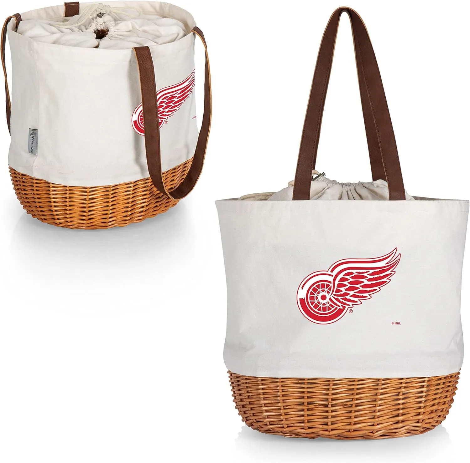 PICNIC TIME NHL Coronado Canvas and Willow Basket, Picnic Bag, Beach Tote