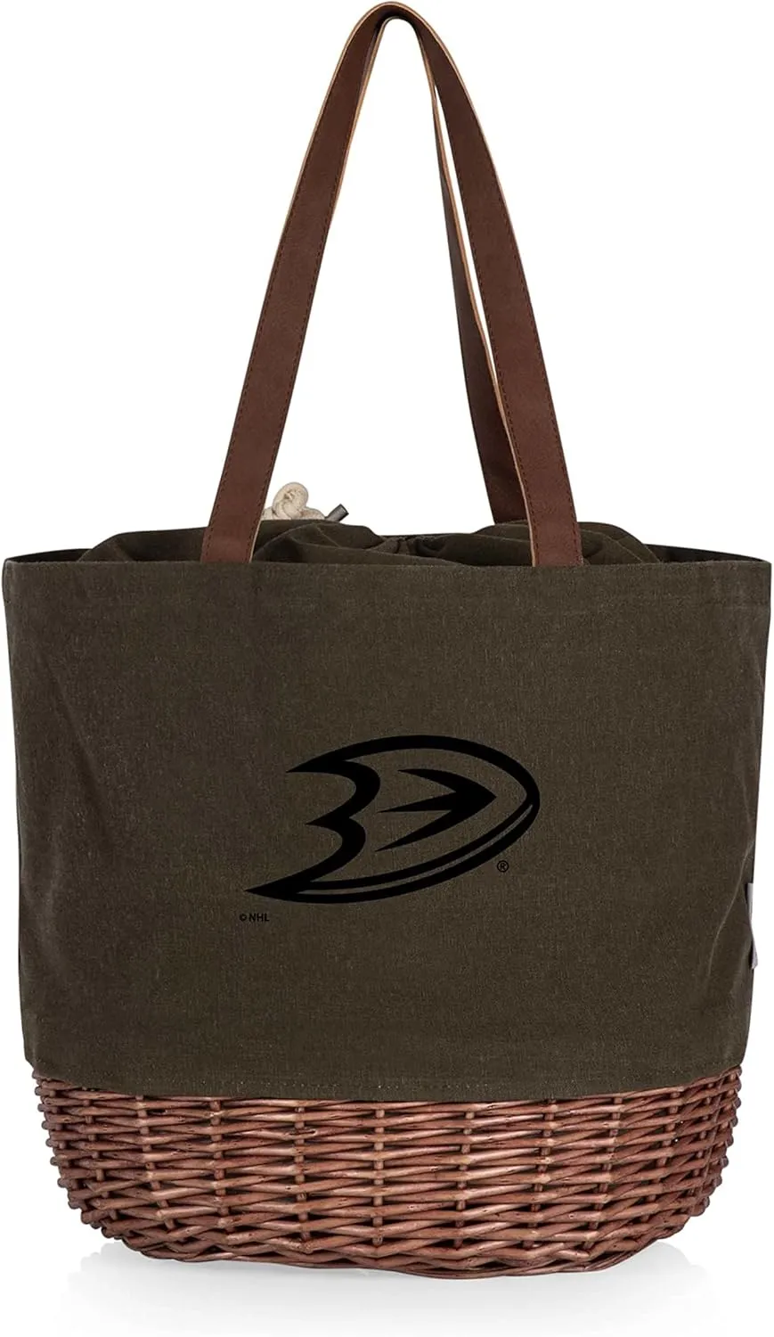PICNIC TIME NHL Coronado Canvas and Willow Basket, Picnic Bag, Beach Tote