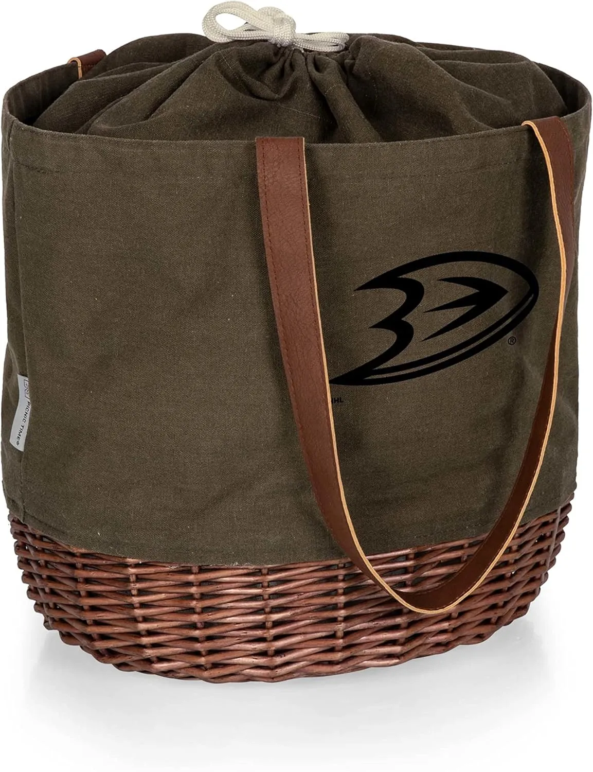 PICNIC TIME NHL Coronado Canvas and Willow Basket, Picnic Bag, Beach Tote