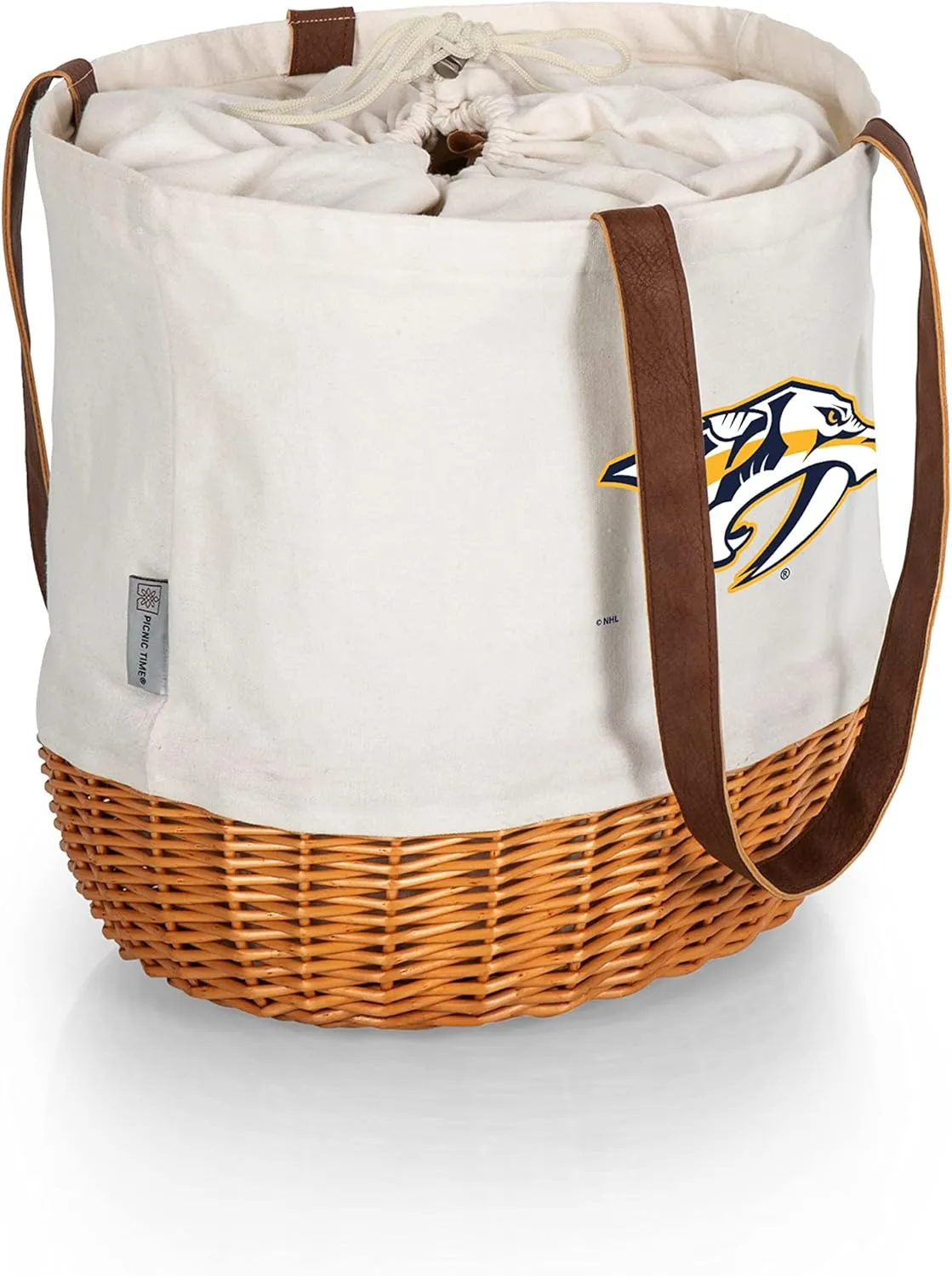 PICNIC TIME NHL Coronado Canvas and Willow Basket, Picnic Bag, Beach Tote