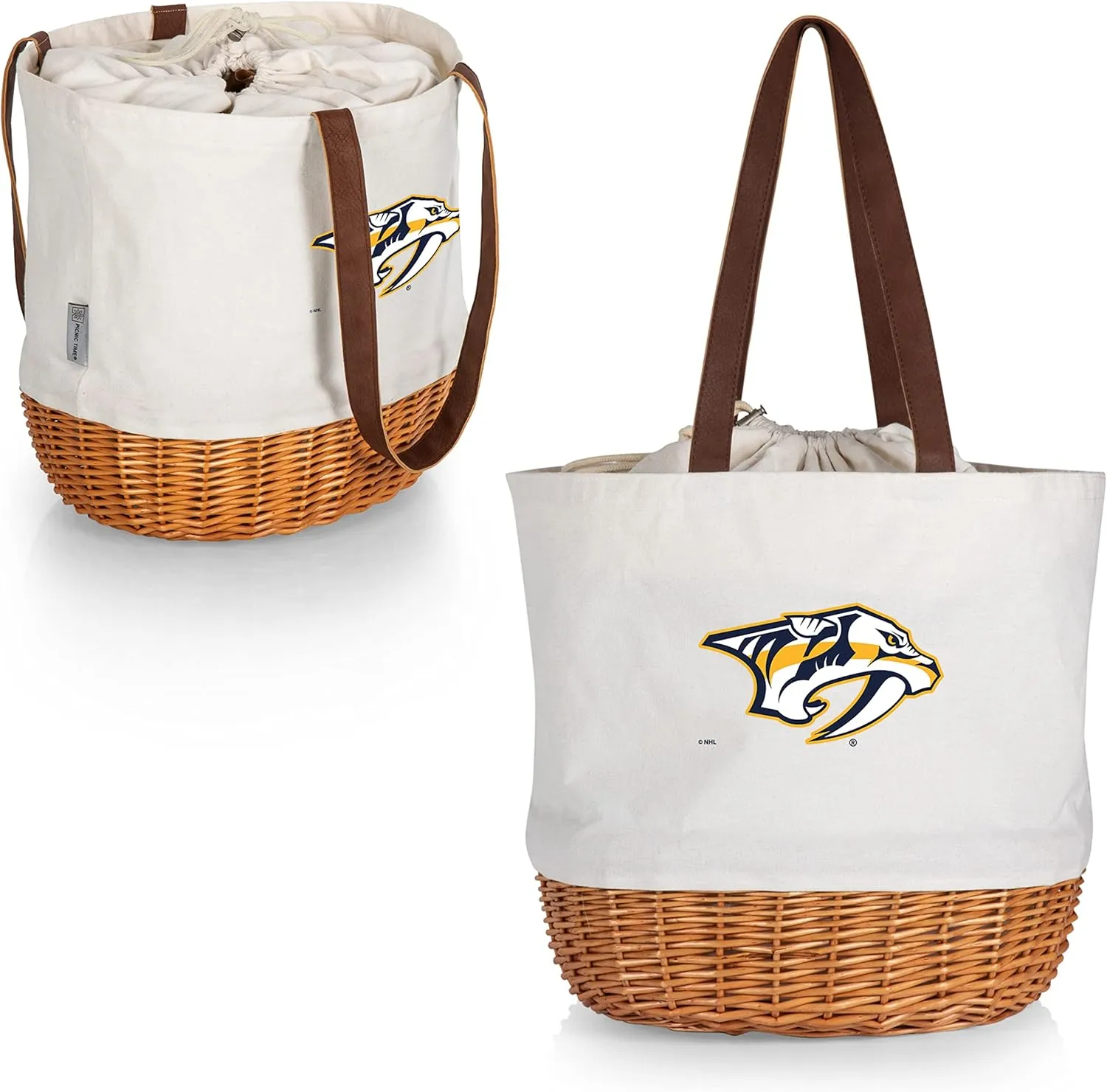 PICNIC TIME NHL Coronado Canvas and Willow Basket, Picnic Bag, Beach Tote