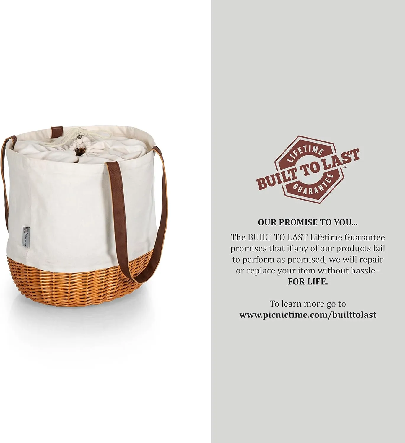 PICNIC TIME NHL Coronado Canvas and Willow Basket, Picnic Bag, Beach Tote
