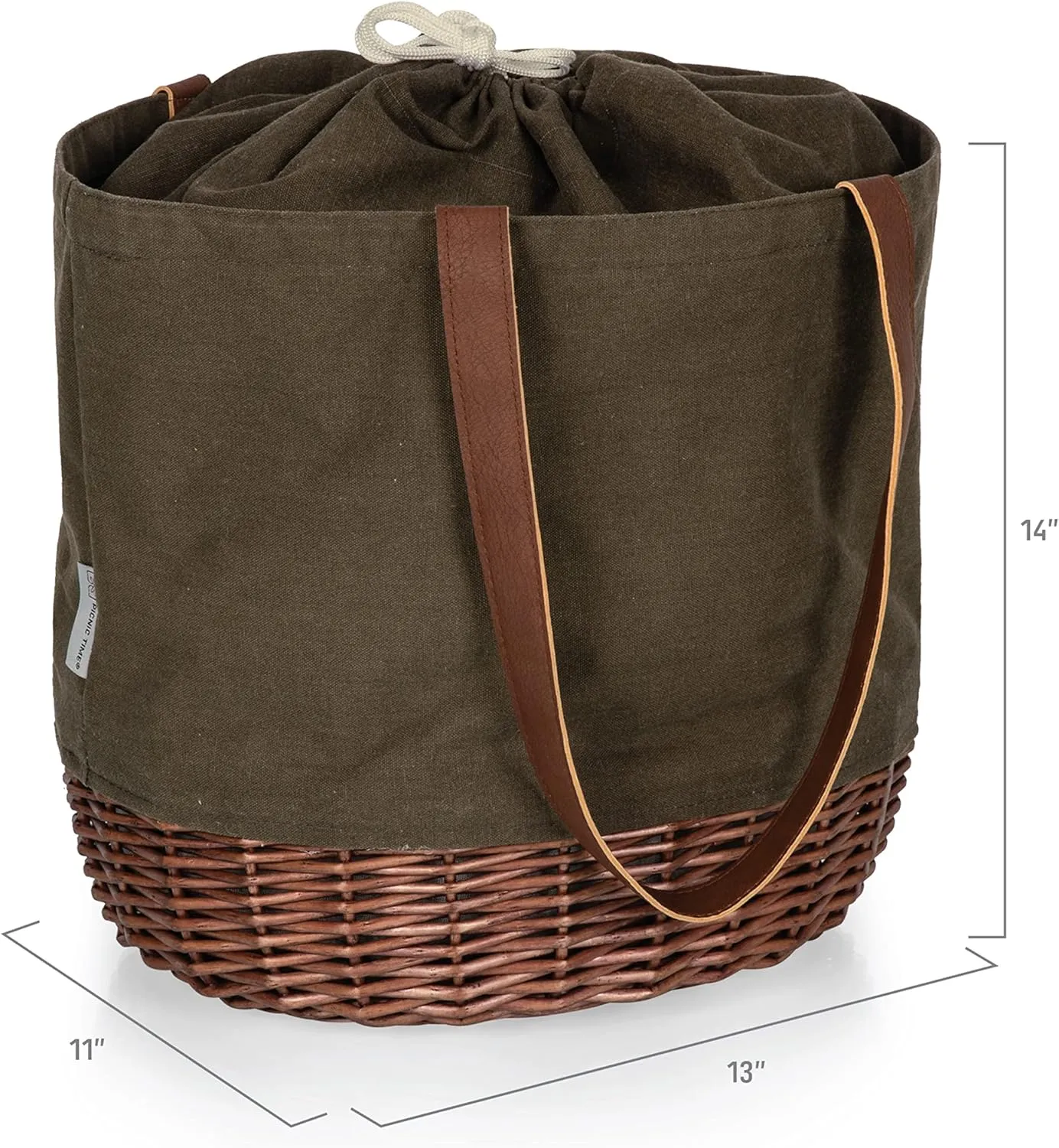 PICNIC TIME NHL Coronado Canvas and Willow Basket, Picnic Bag, Beach Tote