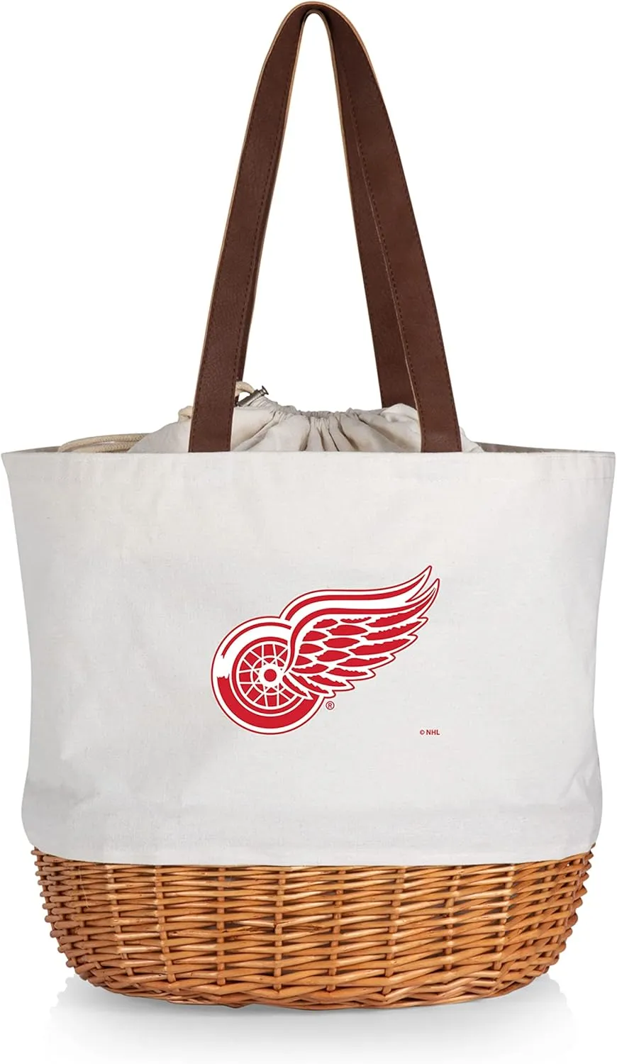 PICNIC TIME NHL Coronado Canvas and Willow Basket, Picnic Bag, Beach Tote
