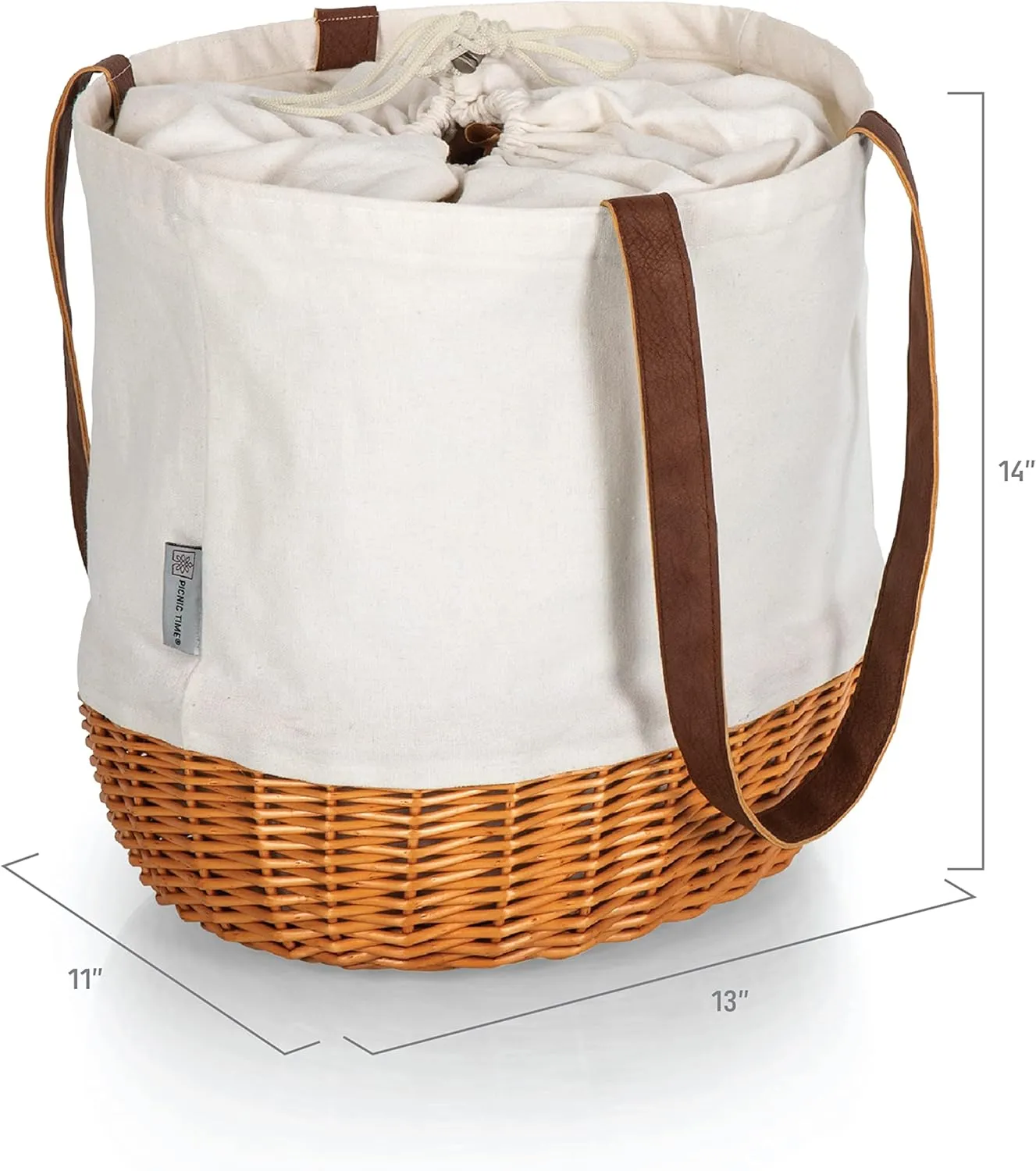 PICNIC TIME NHL Coronado Canvas and Willow Basket, Picnic Bag, Beach Tote
