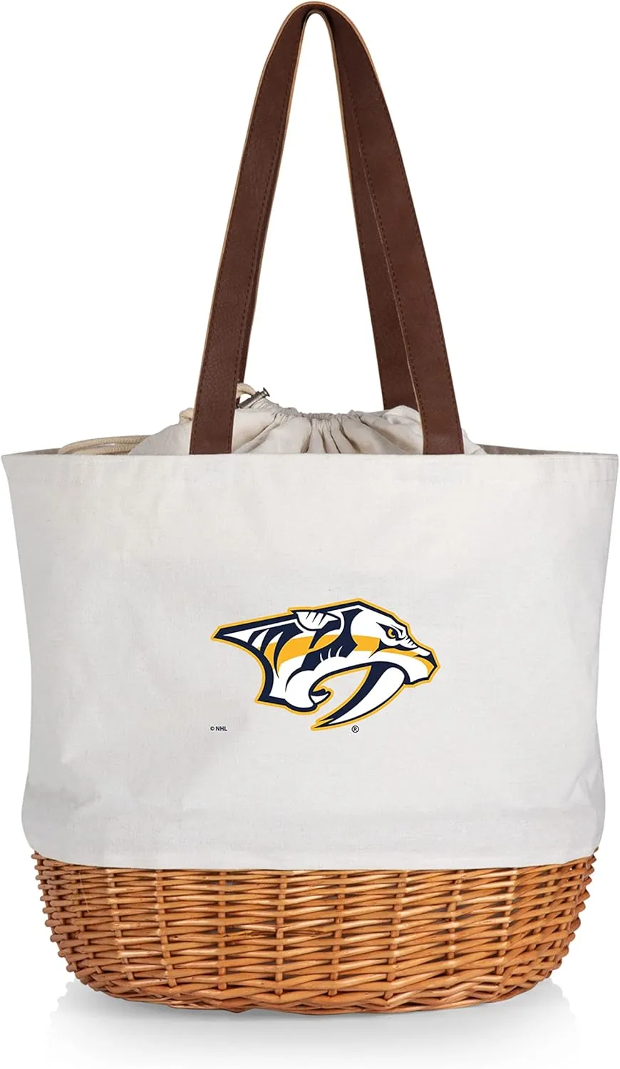 PICNIC TIME NHL Coronado Canvas and Willow Basket, Picnic Bag, Beach Tote