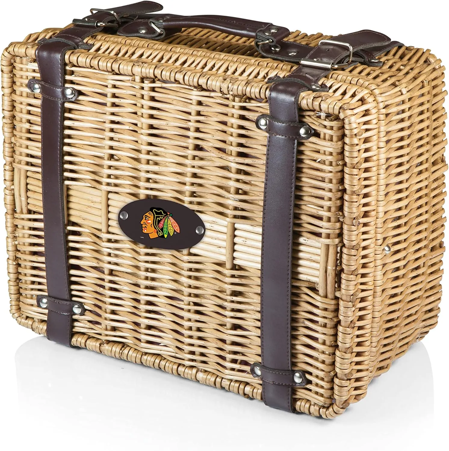 PICNIC TIME NHL Unisex-Adult NHL Champion Picnic Basket for 2, Large Wicker Picnic Set with Cutlery Service Kit