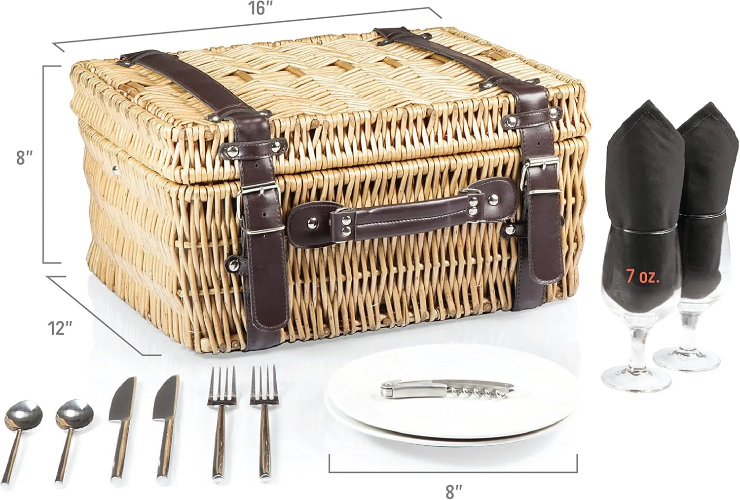 PICNIC TIME NHL Unisex-Adult NHL Champion Picnic Basket for 2, Large Wicker Picnic Set with Cutlery Service Kit