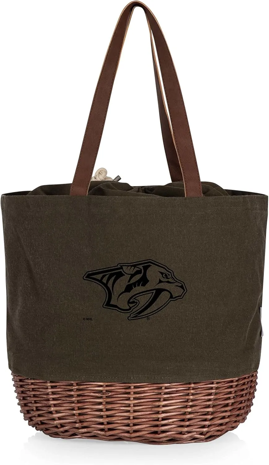 PICNIC TIME NHL Unisex-Adult NHL Coronado Canvas and Willow Basket Tote, Picnic Tote Bag, Beach Tote