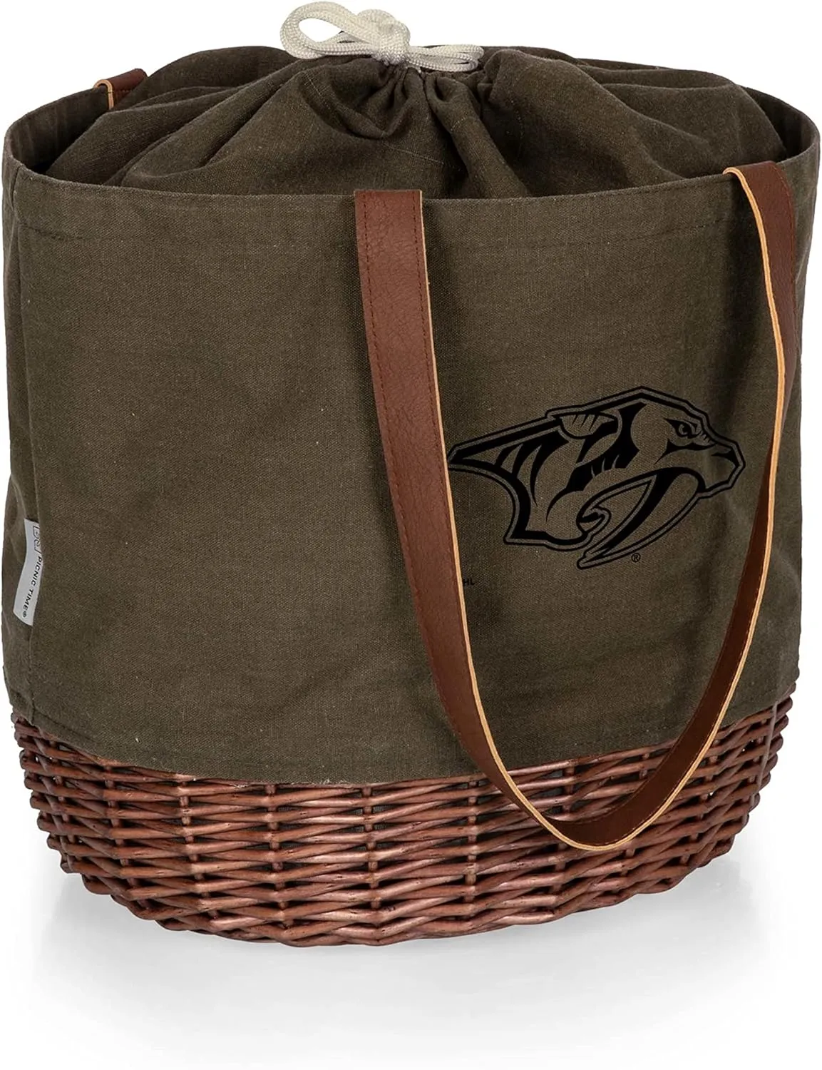 PICNIC TIME NHL Unisex-Adult NHL Coronado Canvas and Willow Basket Tote, Picnic Tote Bag, Beach Tote