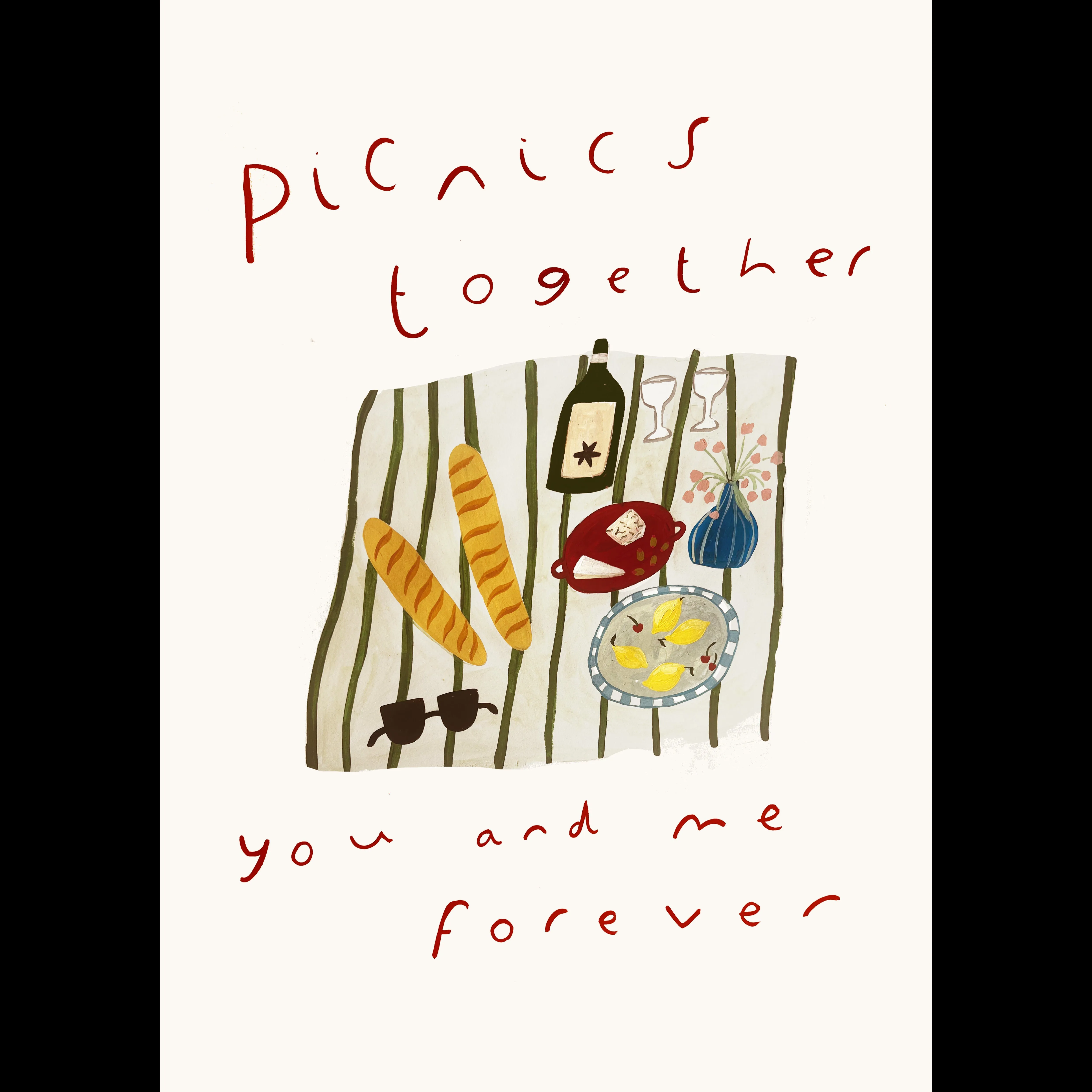 'Picnics Together' Hand Painted Print