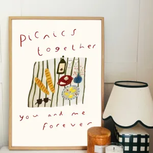 'Picnics Together' Hand Painted Print