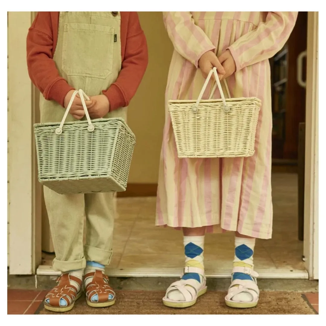Piki Rattan Basket - Chalk