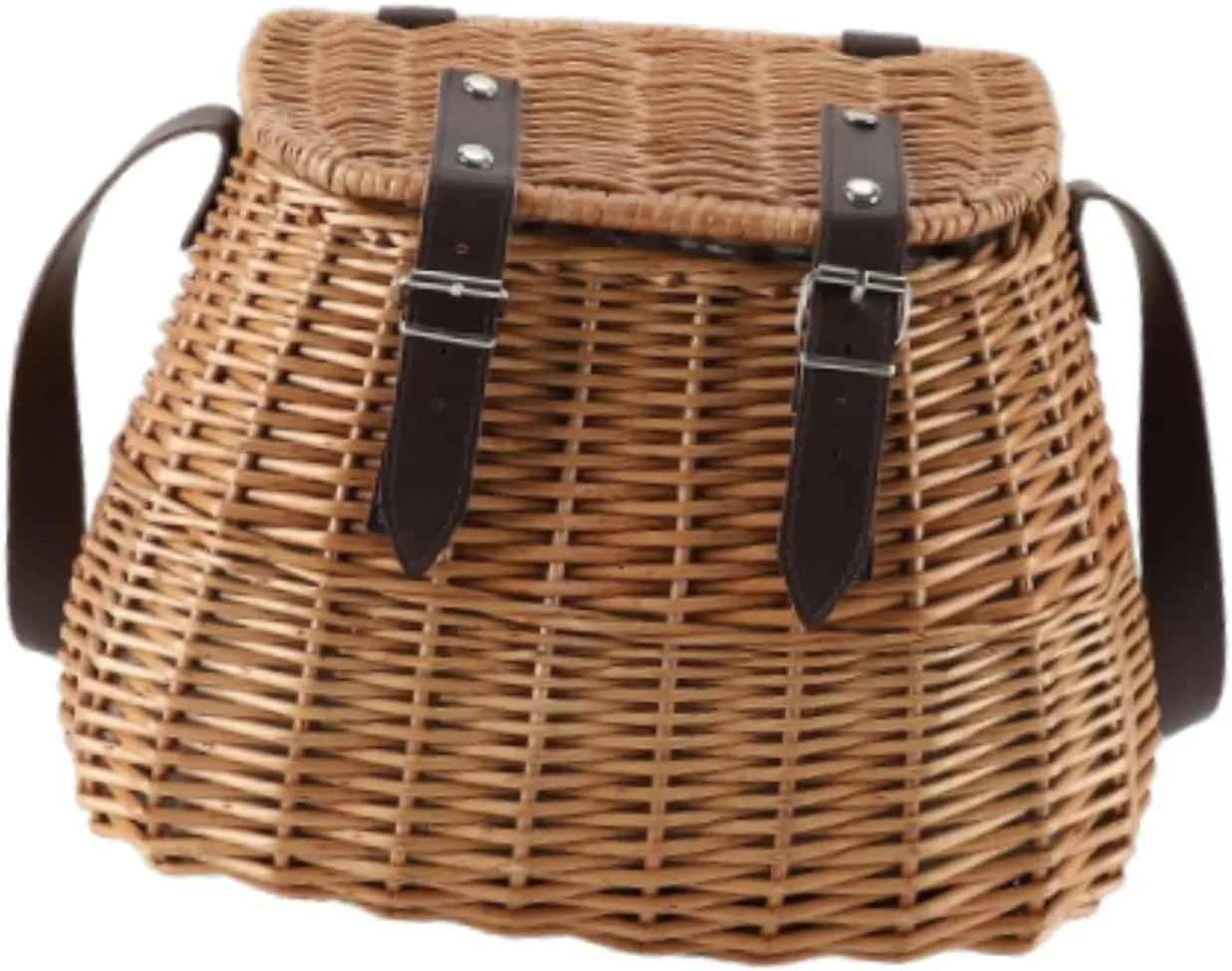 pistro Handwoven Wicker Shoulder Bag Storage Basket for Picnic Shopping Gardening 12.6x8.27x9.06 Inch