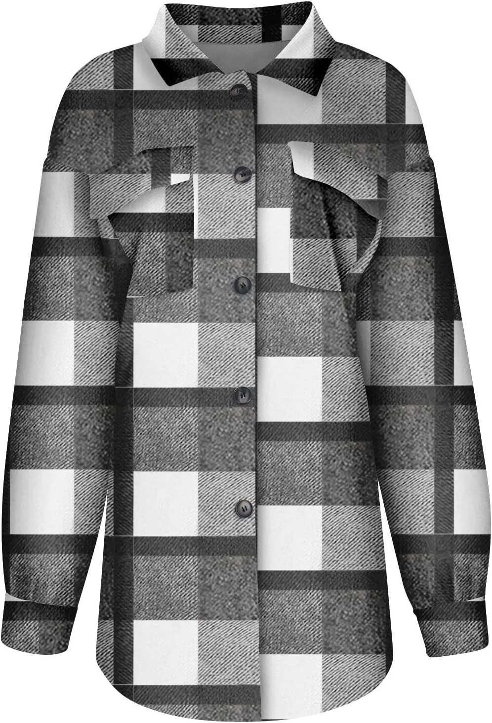 Plaid Shacket Jackets For Women Trendy 2023 Casual Oversized Flannel Shirts Long Sleeve Button Down Shirt Coats