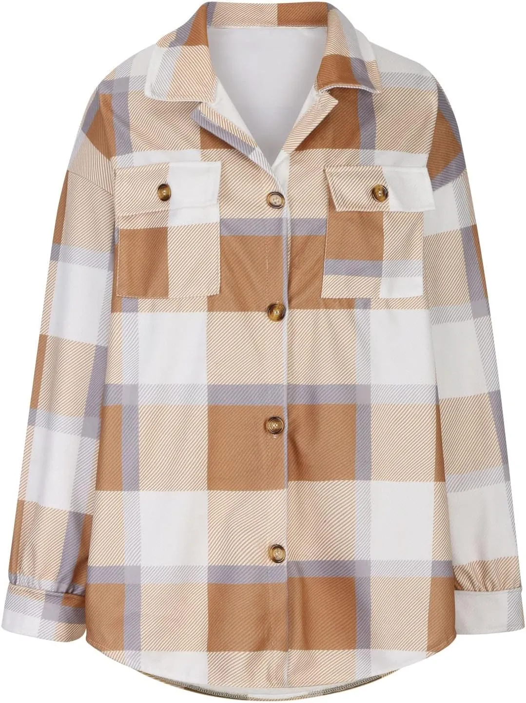 Plaid Shacket Jackets For Women Trendy 2023 Casual Oversized Flannel Shirts Long Sleeve Button Down Shirt Coats