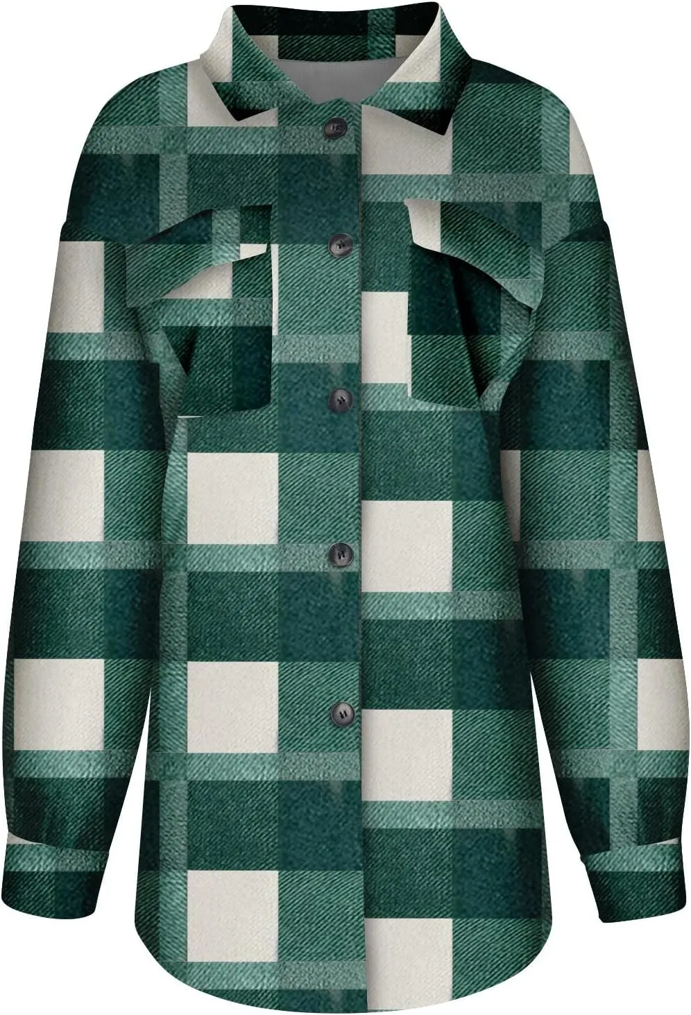 Plaid Shacket Jackets For Women Trendy 2023 Casual Oversized Flannel Shirts Long Sleeve Button Down Shirt Coats