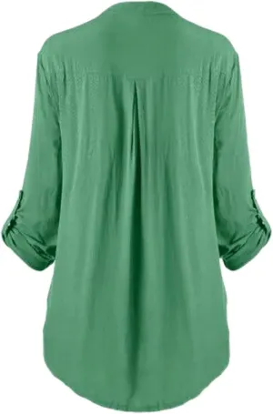 Plus Size Tops for Women Dressy Long Sleeve Mexican Embroidered Causal Shirts Fashion V Neck Button Down Fall Blouses