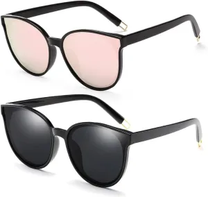 Polarized Oversized Sunglasses for Women Men Trendy Cateye Sun Glassses Retro Large Frame Shades Black