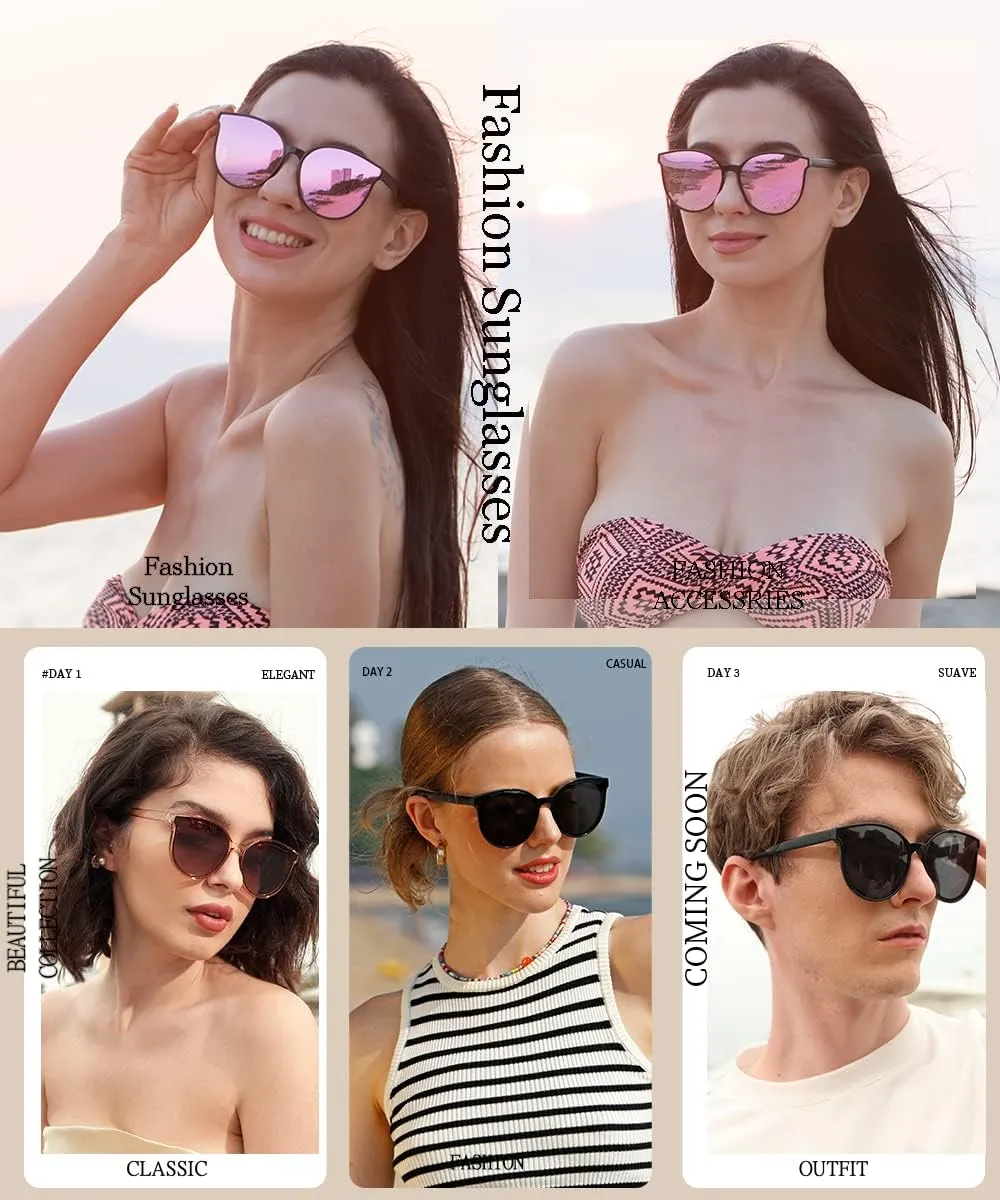 Polarized Oversized Sunglasses for Women Men Trendy Cateye Sun Glassses Retro Large Frame Shades Black