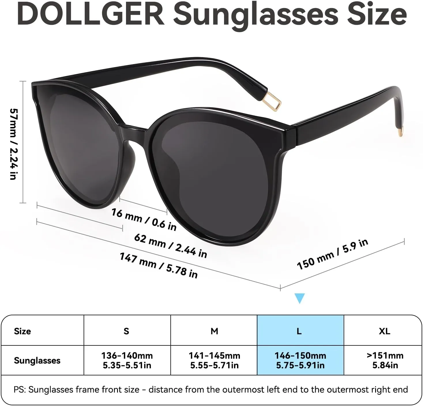 Polarized Oversized Sunglasses for Women Men Trendy Cateye Sun Glassses Retro Large Frame Shades Black
