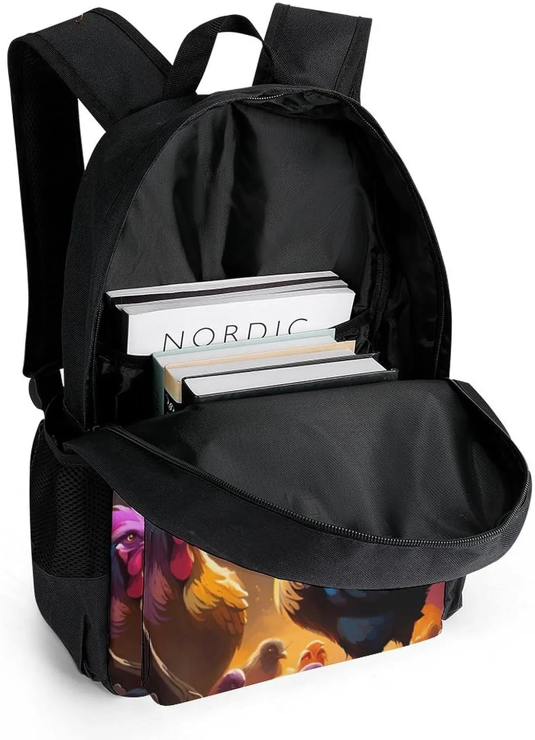 Polyester Daypack for Hiking Work Running - Big Capacity Anti-Theft Multipurpose Shoulder Bag, A Brood Of Chickens Art Travel and Sport Backpack Rucksack