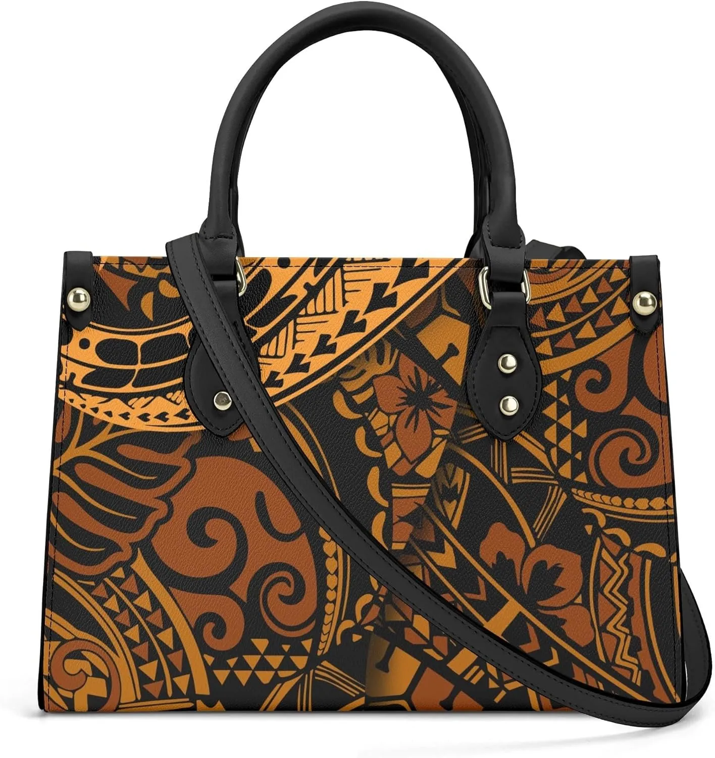 Polynesian Tribal Print Women'S Pu Handbag Square Large Capacity Crossbody Bag Shoulder Bag Custom Handbag Pattern