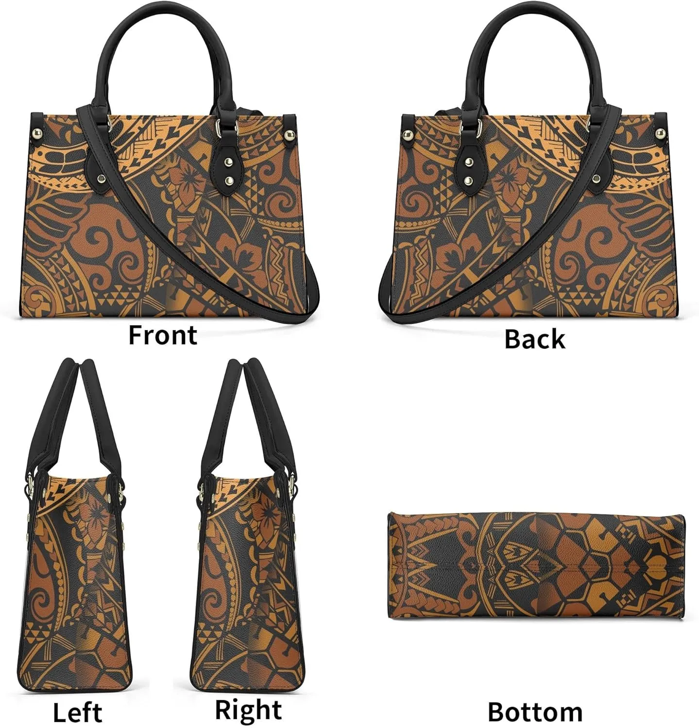 Polynesian Tribal Print Women'S Pu Handbag Square Large Capacity Crossbody Bag Shoulder Bag Custom Handbag Pattern