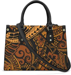 Polynesian Tribal Print Women'S Pu Handbag Square Large Capacity Crossbody Bag Shoulder Bag Custom Handbag Pattern