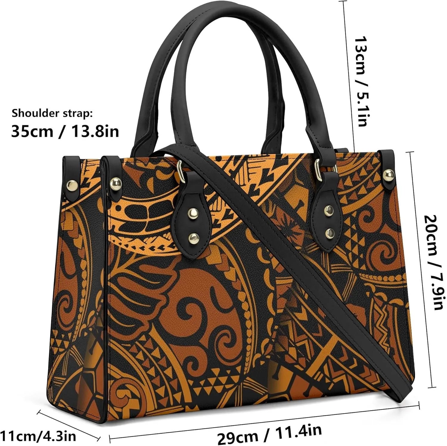 Polynesian Tribal Print Women'S Pu Handbag Square Large Capacity Crossbody Bag Shoulder Bag Custom Handbag Pattern
