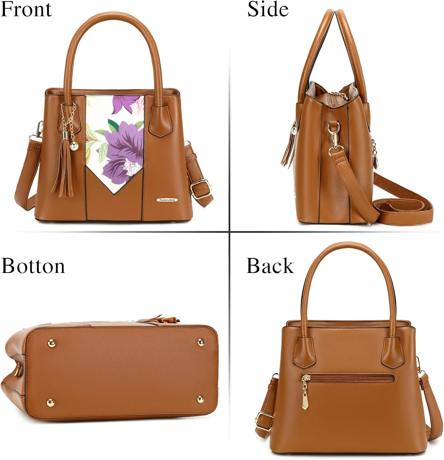 Pomelo Best Satchel bags for women with Random Flowers, Purses and Handbags for Women Shoulder Bag Top Handle Satchel