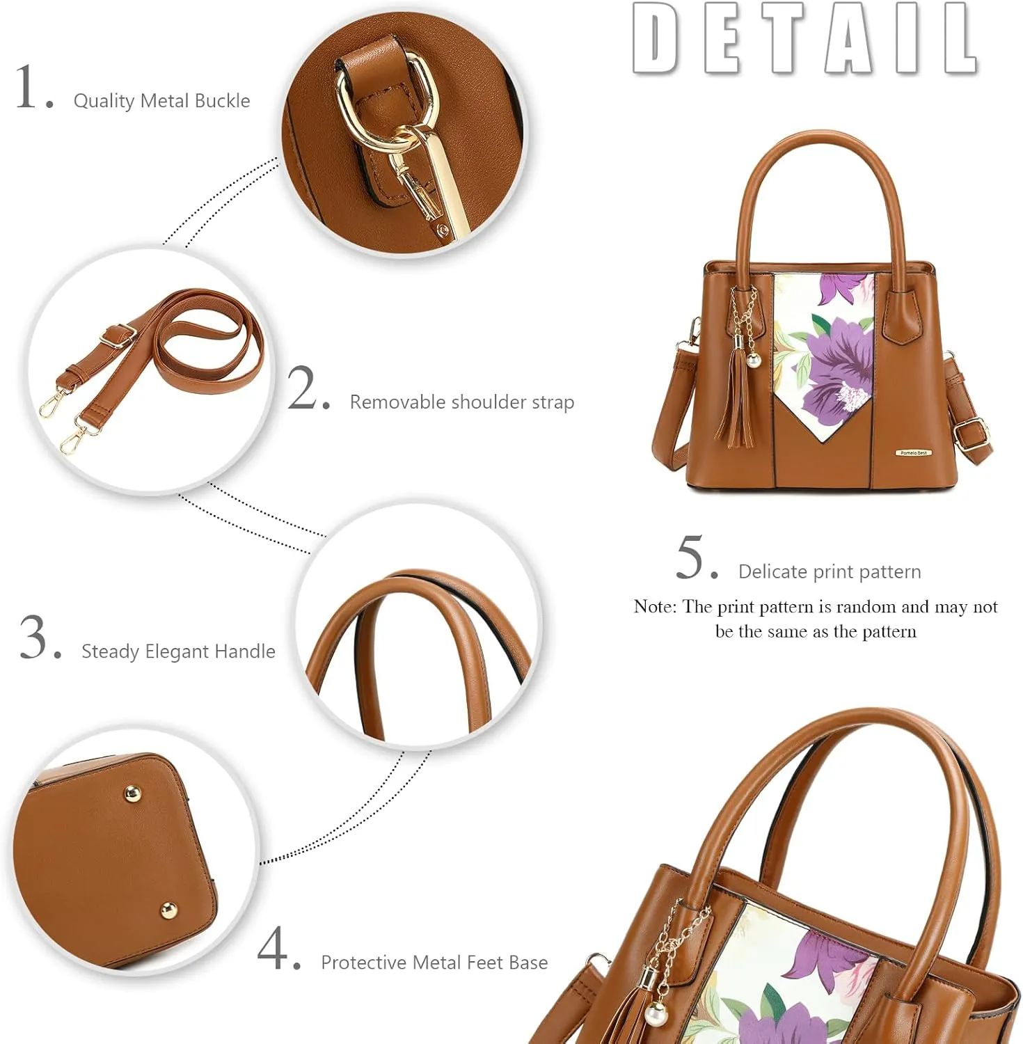Pomelo Best Satchel bags for women with Random Flowers, Purses and Handbags for Women Shoulder Bag Top Handle Satchel