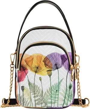 Poppy Ferns Crossbody Purse for Women Travel Handbag Small Shoulder Bag