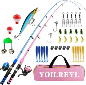 Portable Telescopic Fishing Rod and Reel Combos Glass Fibre Telescopic Fishing Pole with Reel Combo Sea Fishing Rod Kit Suitable for Beginners and Teenagers