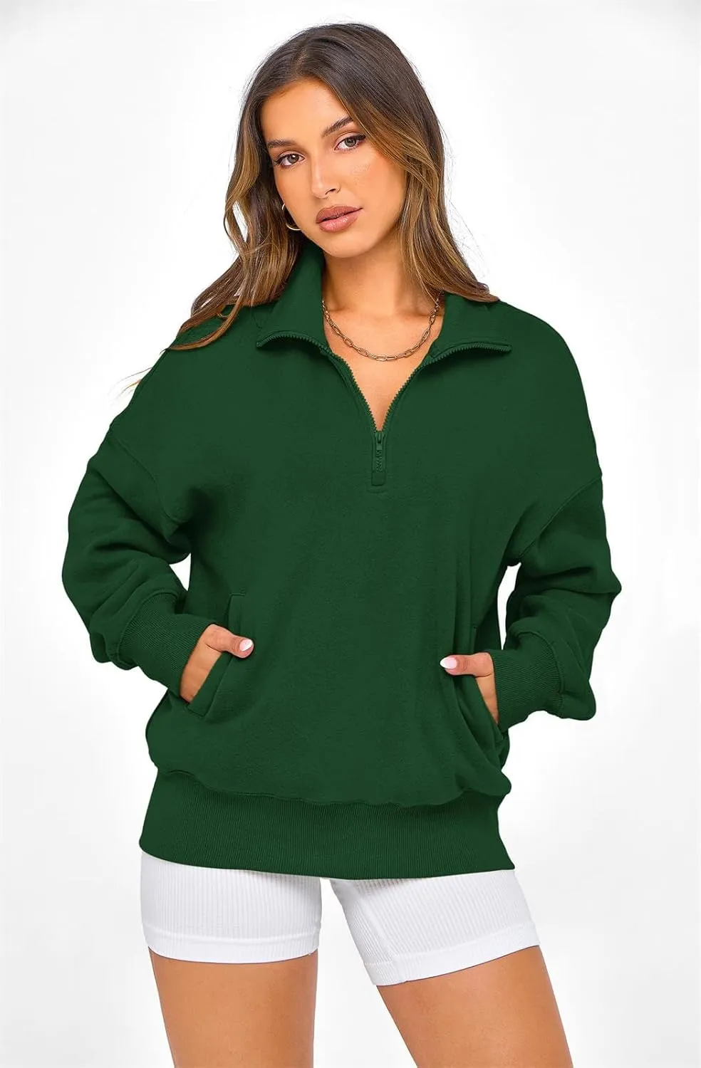 PRETTYGARDEN Womens Half Zip Oversized Sweatshirts Fleece Hoodies 2025 Trendy Long Sleeve Pullover Tops Y2k Fall Outfits