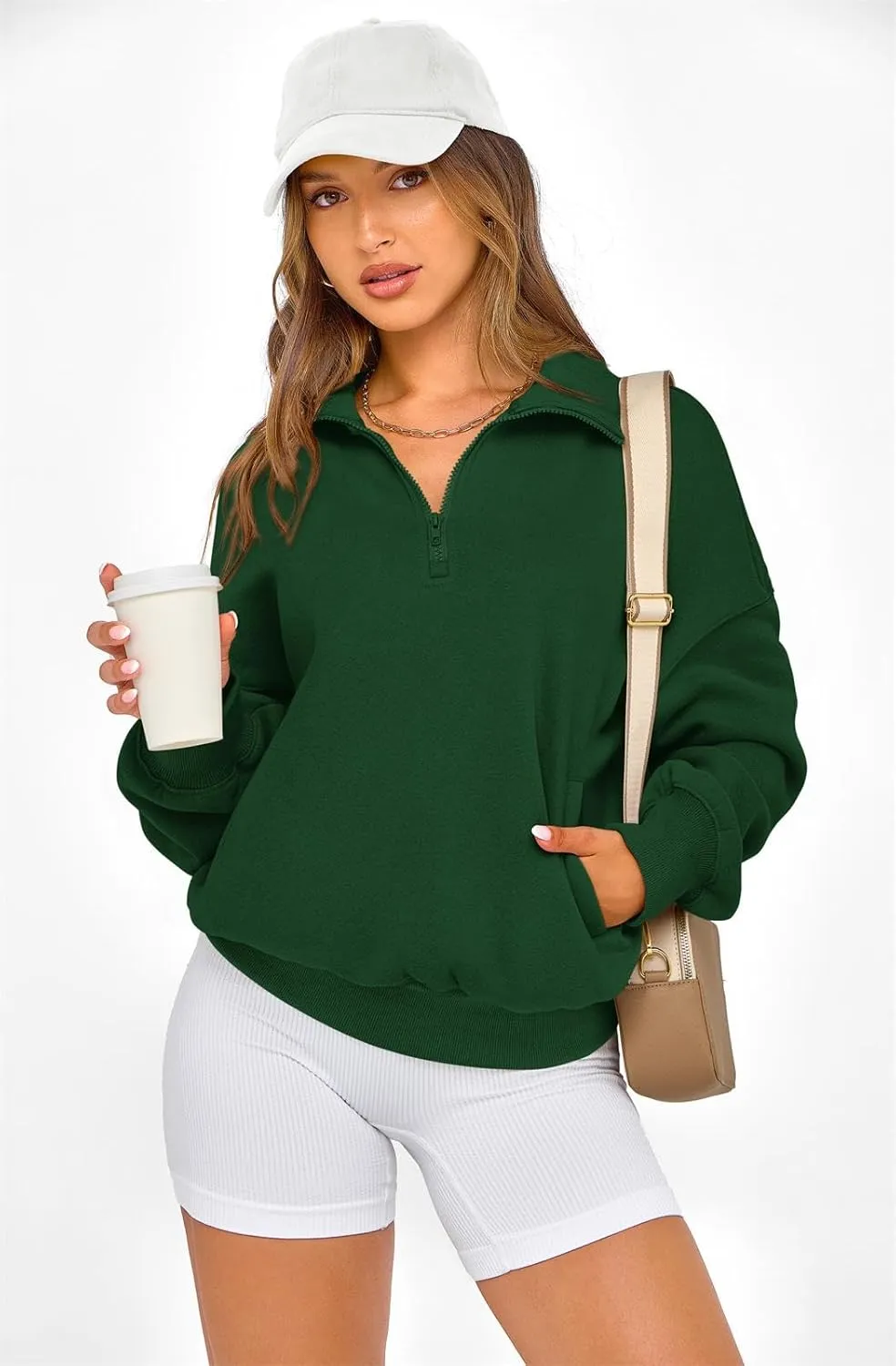 PRETTYGARDEN Womens Half Zip Oversized Sweatshirts Fleece Hoodies 2025 Trendy Long Sleeve Pullover Tops Y2k Fall Outfits