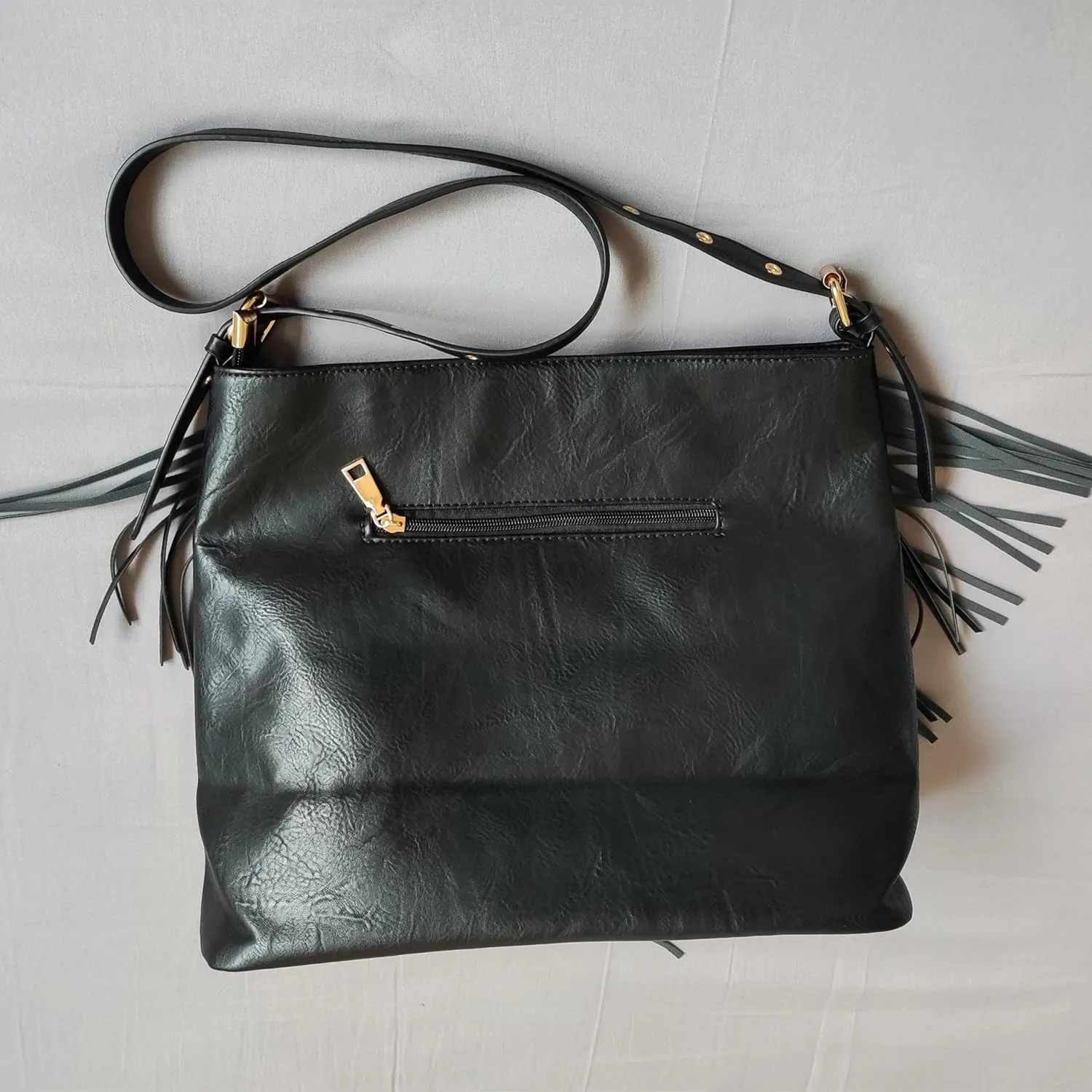 PU Leather Fringe Hobo Bag Large Studded Handbag Crossbody Bag for Women