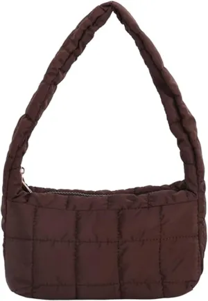 Puffer Handbag for Women-Candy Colored Small Quilted Down Padded Satchel Bag for Shopping,Travel