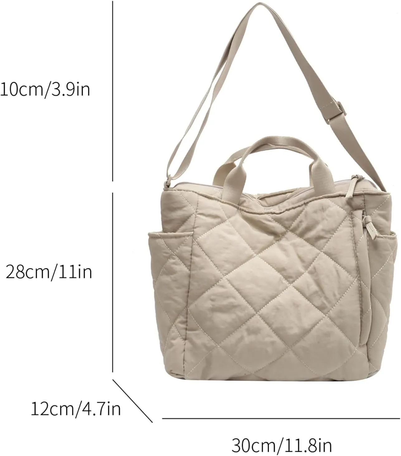 Puffer Quilted Tote Bag for Women Puffy Padded Crossbody Purse Soft Lightweight Shoulder Bag with Zipper