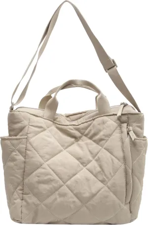 Puffer Quilted Tote Bag for Women Puffy Padded Crossbody Purse Soft Lightweight Shoulder Bag with Zipper