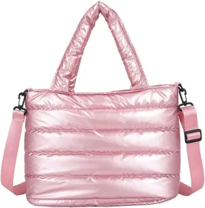 Puffer Shoulder Bag Women Quilted Cotton Handbag Lightweight Crossbody Tote Stylish Soft Cloud Purse for Daily Use