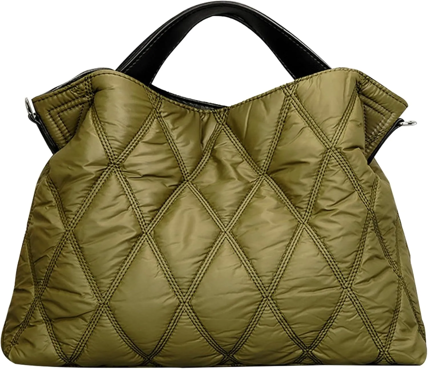 Puffer Tote Bag for Women, Large Capacity Quilted Tote Bag for Women, Soft Plaid Puffy Bag, Trendy Puffer Purse with Adjustable Shoulder Strap, Puffer Tote Bag for Women