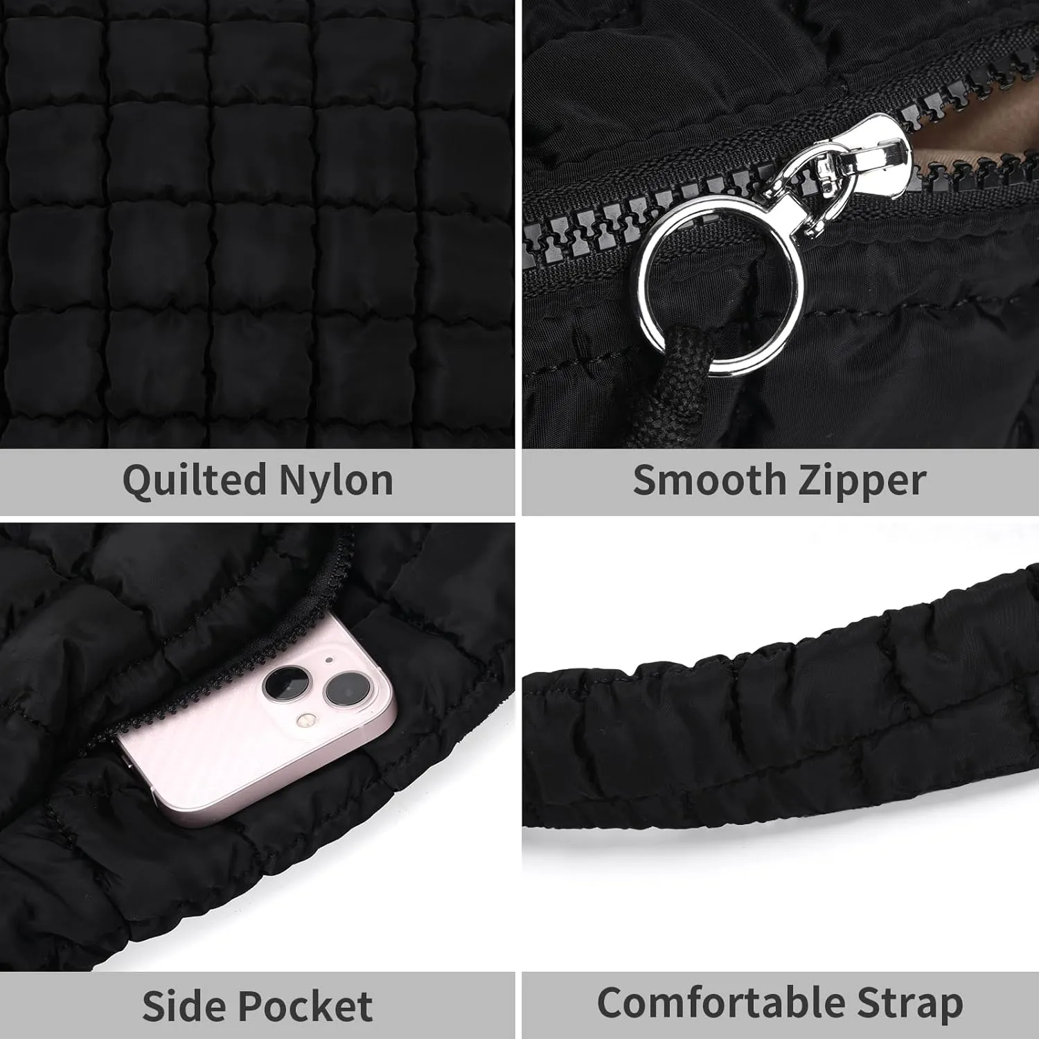 Puffer Tote Bag for Women - Large Quilted Crossbody Handbag - Lightweight Shoulder Hobo Bag - Soft Puffy Carryall