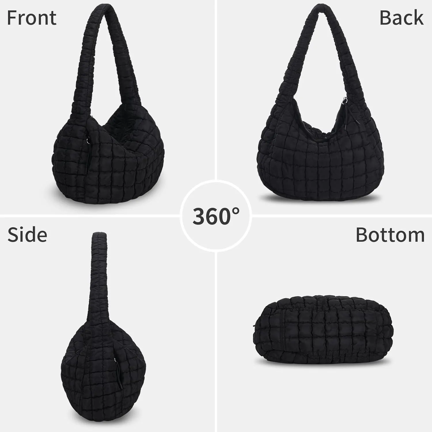 Puffer Tote Bag for Women - Large Quilted Crossbody Handbag - Lightweight Shoulder Hobo Bag - Soft Puffy Carryall