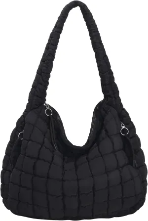 Puffer Tote Bag for Women - Large Quilted Crossbody Handbag - Lightweight Shoulder Hobo Bag - Soft Puffy Carryall