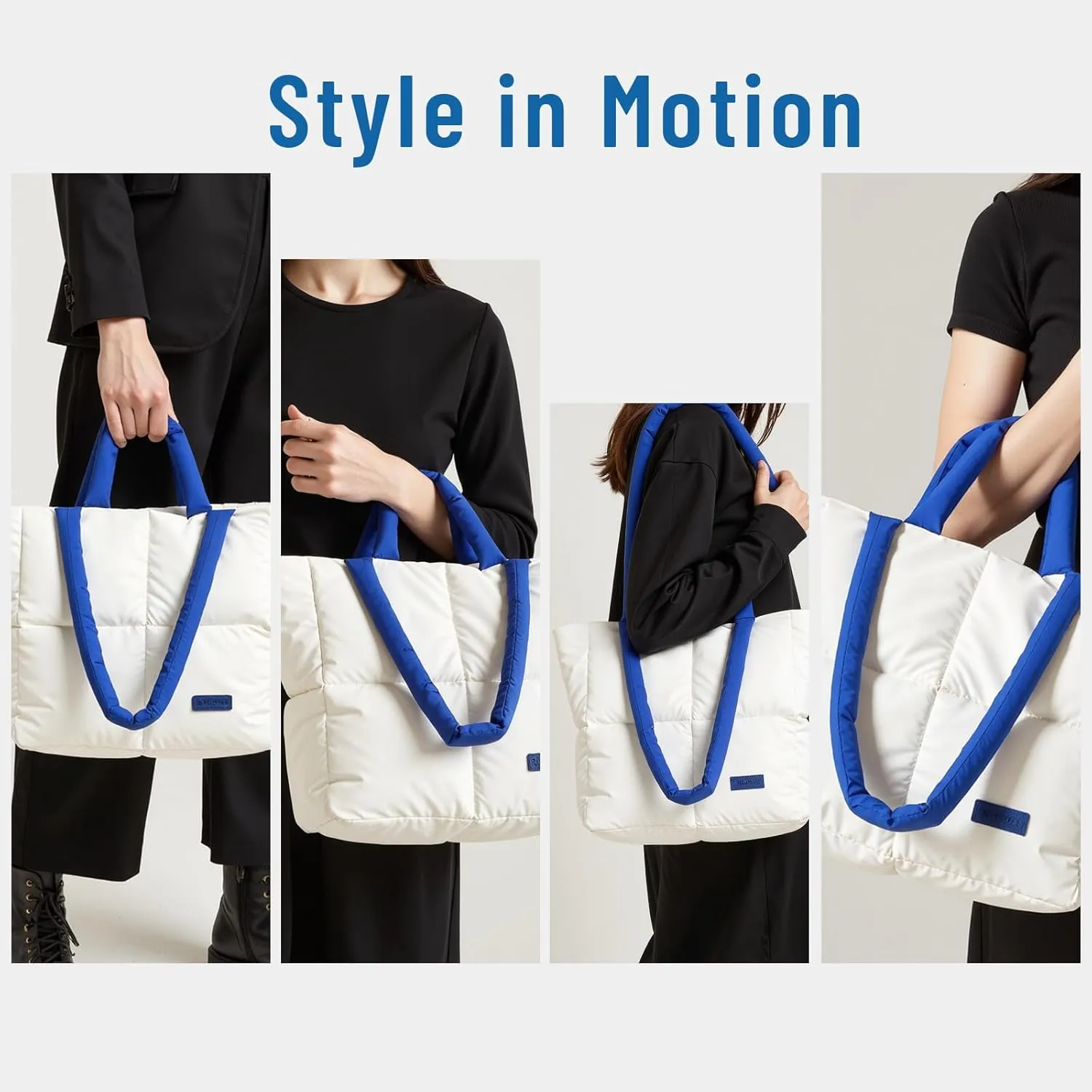 Puffer Tote Bag for Women - Lightweight Puffy Shoulder Bag, Quilted Puff Travel Tote