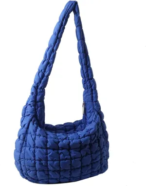 Puffer Tote Bag for Women Quilted Puffy Crossbody Lightweight Down Shoulder Bag Trendy Cotton Padded Hobo Handbag