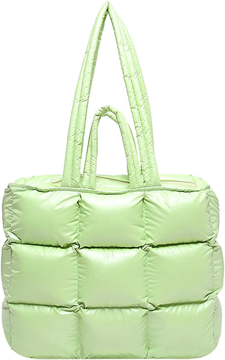 Puffer Tote Bag for Women, Quilted Puffy Handbag, Quilted Shoulder Bag Fluffy Satchel Purse for Work Travel Shopping